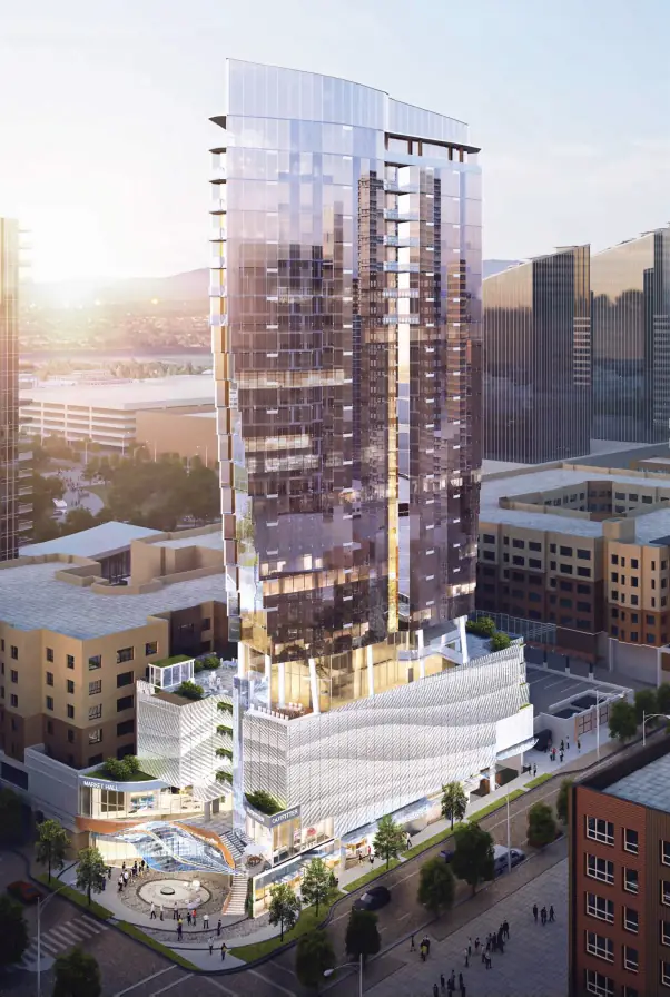 Aerial rendering of maru in downtown Bellevue